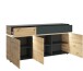 Sideboard >LUCI< 3 Türen, 2 Schübe, Artisan Eiche Dekor/Kosmos Grau - 181x90x40cm BxHxT