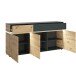 Sideboard >LUCI< 3 Türen, 2 Schübe, Artisan Eiche Dekor/Kosmos Grau - 181x90x40cm BxHxT