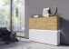 Highboard >LUCI< 6 Türen, Beleuchtung, weiß/Artisan Eiche Dekor - 165x132x40cm BxHxT