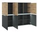 Highboard >LUCI< 6 Türen, Beleuchtung, Artisan Eiche Dekor/Grau - 166x132x40cm BxHxT