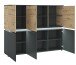 Highboard >LUCI< 6 Türen, Beleuchtung, Artisan Eiche Dekor/Grau - 166x132x40cm BxHxT