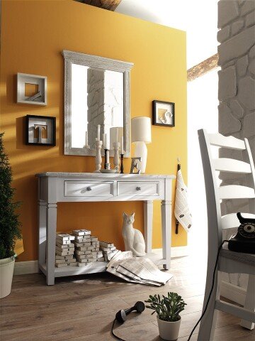 Garderoben-Set >Opus< (2-teilig) in weiss, Kiefer massiv - 121x203x40cm (BxHxT)