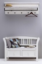 Garderoben-Set >Opus< (2-teilig) in weiss, Kiefer massiv - 124x140x40cm (BxHxT)