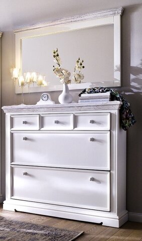Garderoben-Set >Opus< (2-teilig) in weiss, Kiefer massiv - 125x195x30cm (BxHxT)