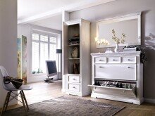 Garderoben-Set >Opus< (3-teilig) in weiss, Kiefer massiv - 190x200x40cm (BxHxT)