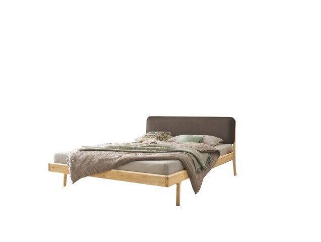 Massivholzbett >Jerik< in Eichefarbig, Fichte massiv - 166,5x89x210cm (BxHxT)