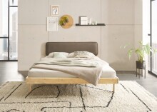 Massivholzbett >Jerik< in Eichefarbig, Fichte massiv - 166,5x89x210cm (BxHxT)