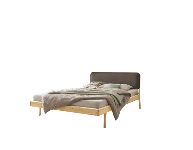 Massivholzbett >Jerik< in Eichefarbig, Fichte massiv - 146,5x89x210cm (BxHxT)
