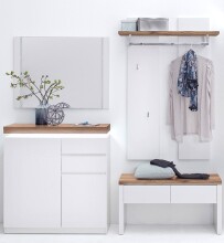 Garderoben-Set >Lisa< (4-teilig) in weiss / Eiche - 185x193x38 (BxHxT)