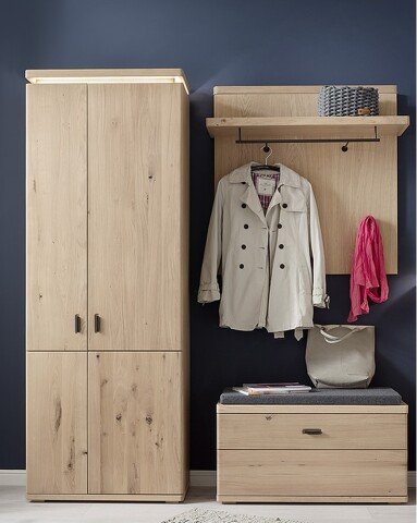 Garderoben-Set >Barceloni< (3-teilig) in bianco - 183x204x38 (BxHxT)
