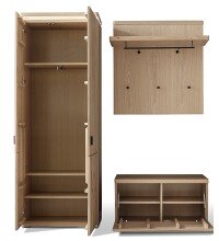 Garderoben-Set >Barceloni< (3-teilig) in bianco - 183x204x38 (BxHxT)