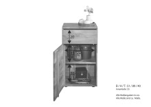 Kommode >KM-0662< 1 Schub, 1 Tür, 1 Boden, Wildeiche massiv natur - 51x89x40cm (BxHxT)