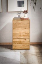 Kommode >KM-0662< 1 Schub, 1 Tür, 1 Boden, Wildeiche massiv natur - 51x89x40cm (BxHxT)
