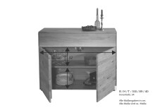 Kommode >KM-0662< 2 Türen, 1 Schub, 1 Boden, Wildeiche massiv - 100x89x40cm (BxHxT)