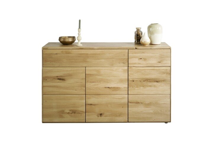 Sideboard >KM-0662< 3 Türen, 2 Schübe, 2 Böden, Wildeiche massiv - 149x89x40cm (BxHxT)
