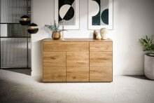 Sideboard >KM-0662< 3 Türen, 2 Schübe, 2 Böden, Wildeiche massiv - 149x89x40cm (BxHxT)