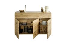 Sideboard >KM-0662< 3 Türen, 2 Schübe, 2 Böden, Wildeiche massiv - 149x89x40cm (BxHxT)