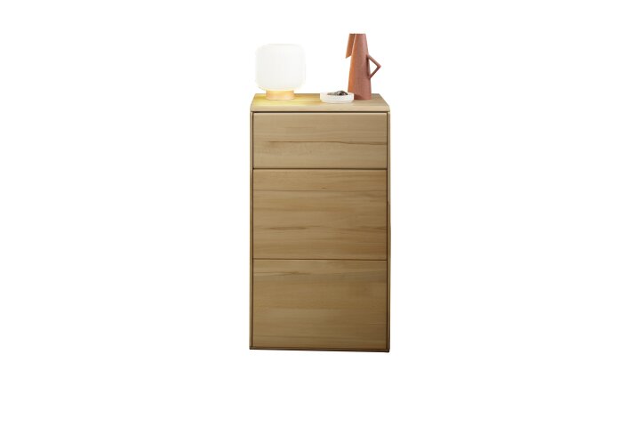 Hochkommode >KM-0662< 1 Tür, 1 Schub, 1 Boden, Wildeiche massiv - 51x89x40cm (BxHxT)
