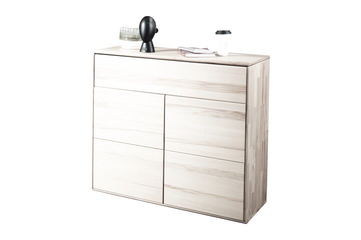 Kommode >KM-0662< 2 Türen, 1 Schub, 1 Boden, Kernbuche massiv - 100x89x40cm (BxHxT