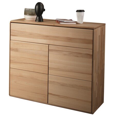 Kommode >KM-0662< 2 Türen, 1 Schub, 1 Boden, Kernbuche massiv - 100x89x40cm (BxHxT