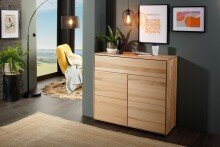 Kommode >KM-0662< 2 Türen, 1 Schub, 1 Boden, Kernbuche massiv - 100x89x40cm (BxHxT