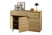 Sideboard >KM-0662< 3 Türen, 2 Schübe, 2 Böden, Kernbuche massiv - 149x89x40cm (BxHxT)