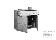 Kommode >KM-0663< 2 Türen, 1 Schub, 1 Boden, Kernbuche massiv - 100x91x40cm (BxHxT)