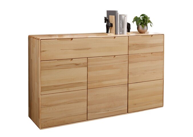 Sideboard >KM-0663< 3 Türen, 2 Schübe, Kernbuche massiv geölt - 149x91x40cm (BxHxT)
