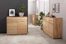 Sideboard >KM-0663< 3 Türen, 2 Schübe, Kernbuche massiv geölt - 149x91x40cm (BxHxT)