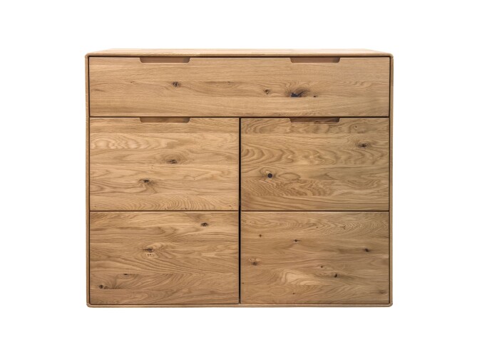 Kommode >KM-0663< 2 Türen, 1 Schub, Wildeiche massiv geölt - 100x91x40cm (BxHxT)