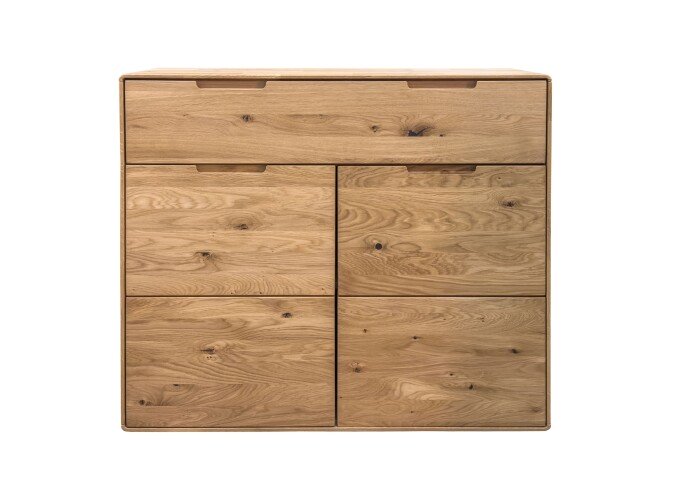 Kommode >KM-0663< 2 Türen, 1 Schub, Wildeiche massiv geölt - 100x91x40cm (BxHxT)