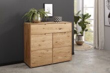 Kommode >KM-0663< 2 Türen, 1 Schub, Wildeiche massiv geölt - 100x91x40cm (BxHxT)
