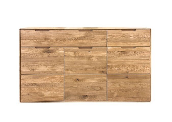 Sideboard >KM-0663< 3 Türen, 2 Schübe, Kernbuche massiv geölt - 149x91x40cm (BxHxT)