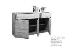 Sideboard >KM-0663< 3 Türen, 2 Schübe, Kernbuche massiv geölt - 149x91x40cm (BxHxT)