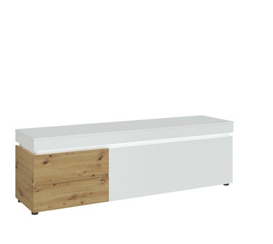 Lowboard >LUCI< 1 Tür, 2 Schübe, Alpinweiß / Artisan Eiche Dekor - 180x57x48cm (BxHxT)