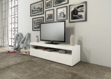 TV-Board >Burrata< in Weiß Hochglanz - 130x36,2x45cm (BxHxT)