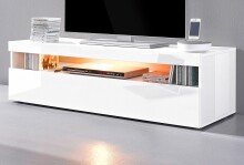 TV-Board >Burrata< in Weiß Hochglanz - 130x36,2x45cm (BxHxT)