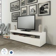 TV-Board >Burrata< in Weiß Hochglanz - 130x36,2x45cm (BxHxT)