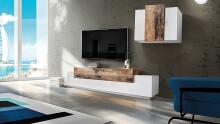 Wohnwand >Corona< (2-teilig) in Weiß/Ahorn - 240x150x45cm (BxHxT)