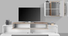Wohnwand >Corona< (2-teilig) in Weiß/Ahorn - 240x150x45cm (BxHxT)