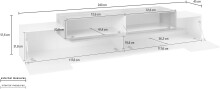 TV-Board >Corona< in Weiß / Schiefer Nachbildung - 240x51,5x45cm (BxHxT)