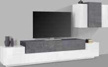 Wohnwand >Corona< (2-teilig) in Weiß/Schiefer - 240x150x45cm (BxHxT)
