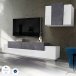 Wohnwand >Corona< (2-teilig) in Weiß/Schiefer - 240x150x45cm (BxHxT)