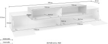 TV-Board >Corona< in Weiß / Beton Nachbildung - 240x51,5x45cm (BxHxT)