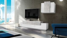 Wohnwand >Corona< (2-teilig) in Weiß/Beton -...