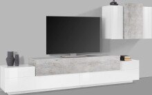 Wohnwand >Corona< (2-teilig) in Weiß/Beton -...