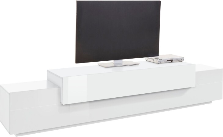 TV-Board >Corona< in Weiß matt / Weiß Hochglanz  - 240x51,5x45 (BxHxT)