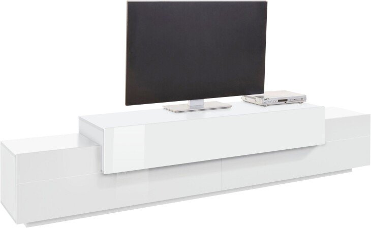 TV-Board >Corona< in Weiß matt / Weiß Hochglanz  - 240x51,5x45 (BxHxT)