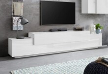 TV-Board >Corona< in Weiß matt / Weiß Hochglanz  - 240x51,5x45 (BxHxT)