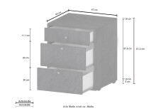 Rollcontainer >Desenzano< in Schiefer Nachbildung - 47x61,5x45 (BxHxT)